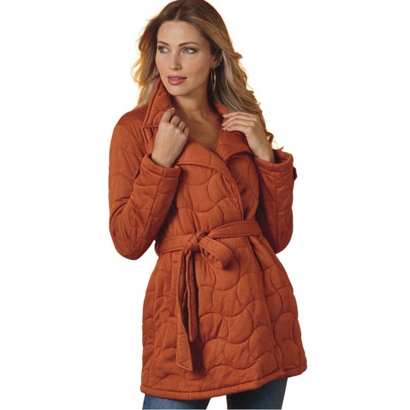 K Jordan Jackets & Blazers - K. Jordan Orange Quilted Wrap Jacket Plus Size 1X